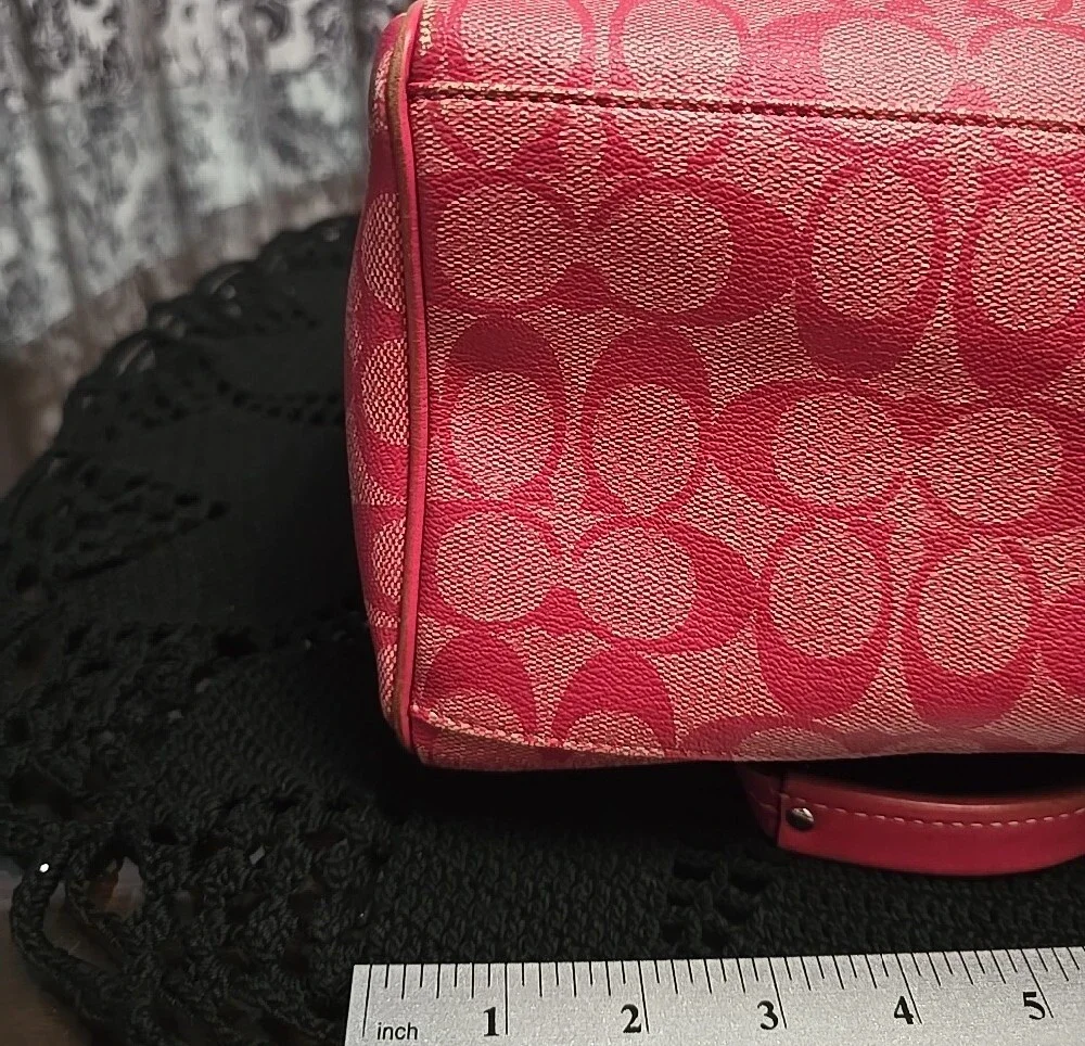 Coach Pink and White Signature Stripe Doctor Bag